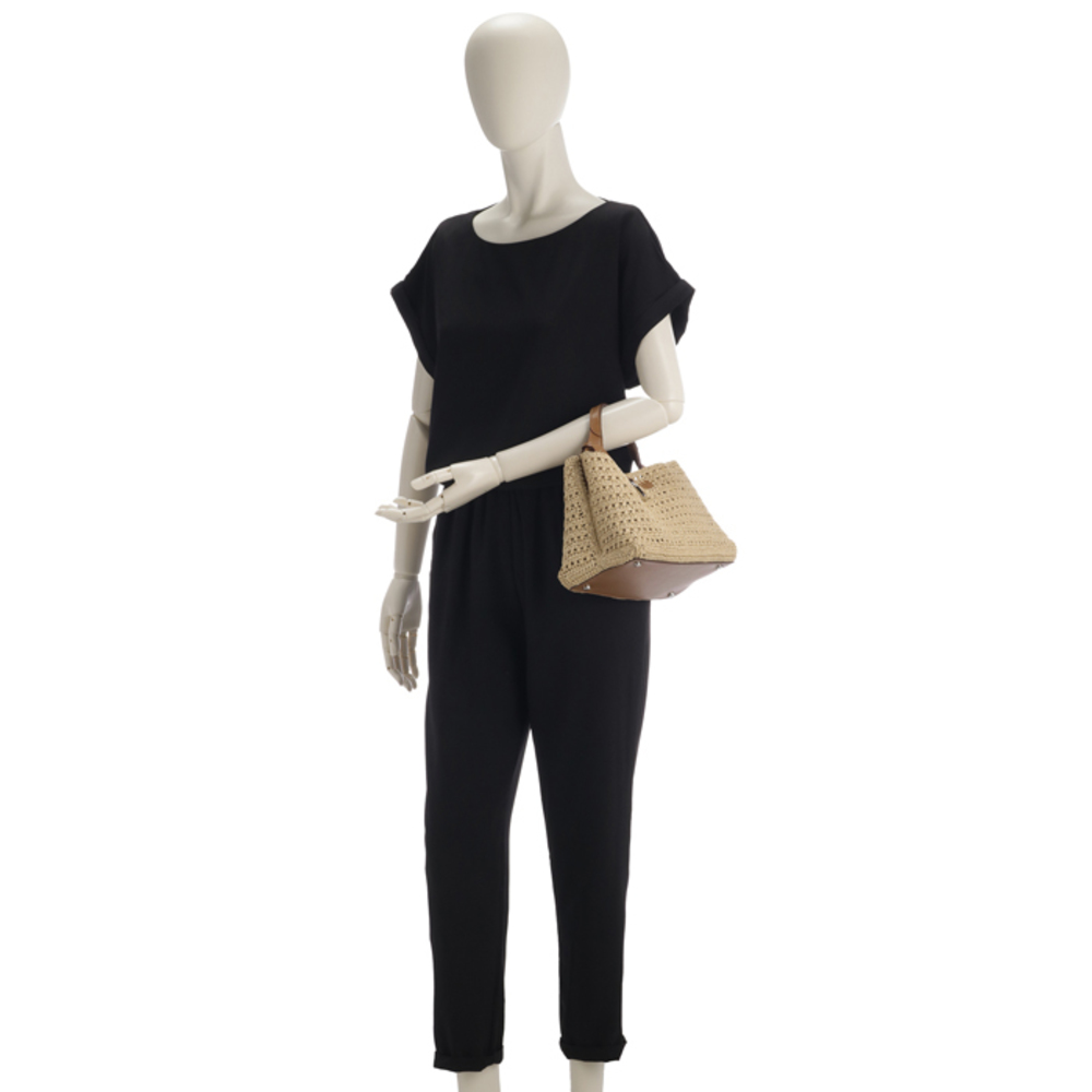 Tod's Raffia Micro T Timeless Tote Bag Beige Brown - Picture 9 of 9